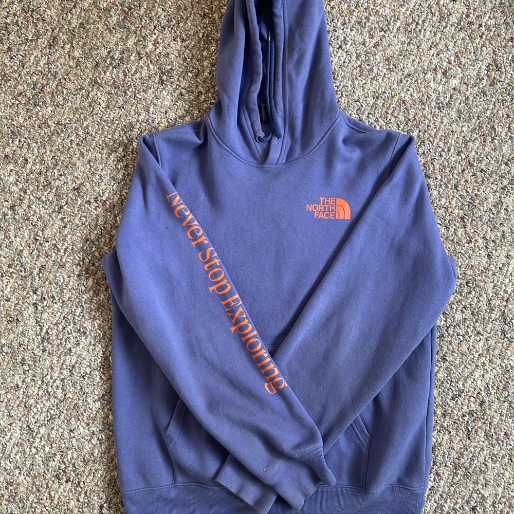 The North Face Men's Purple Hoodie with Orange Accents